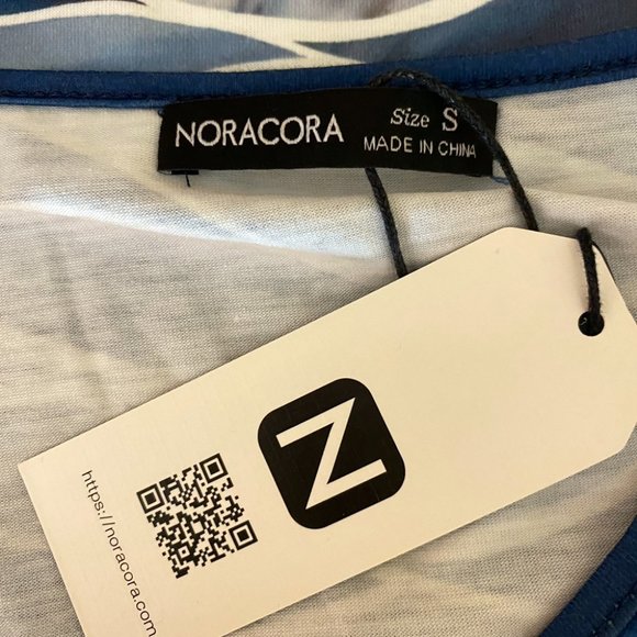 Noracora NWT Abstract Print Blouse Size Small Asymmetrical Neckline Long Sleeve - Picture 5 of 7